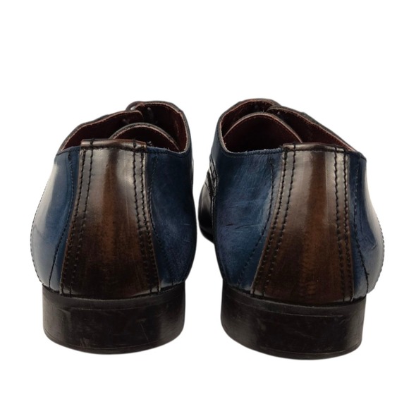 Aldo Men's 10.5 Cap Toe Oxford Dress Shoes Blue Brown Leather Formal Business - Picture 6 of 10